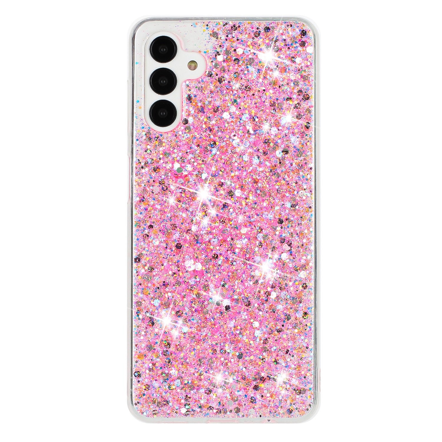 For Samsung Galaxy S24 TPU Phone Case Drop Protection Epoxy Glittery Cover - Pink