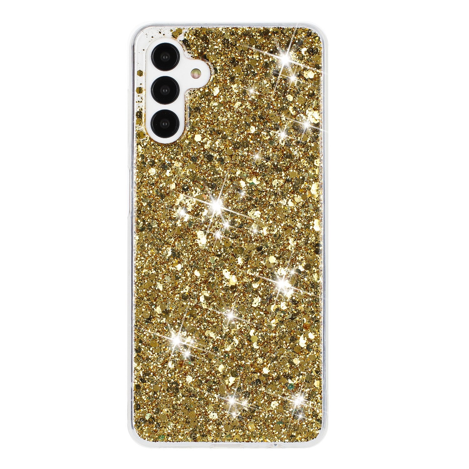 For Samsung Galaxy A55 5G Anti-Scratch Phone Cover Epoxy Glittery Powder TPU Phone Case - Gold