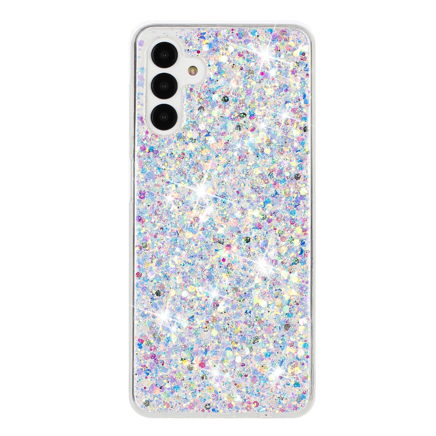 For Samsung Galaxy A55 5G Anti-Scratch Phone Cover Epoxy Glittery Powder TPU Phone Case - White