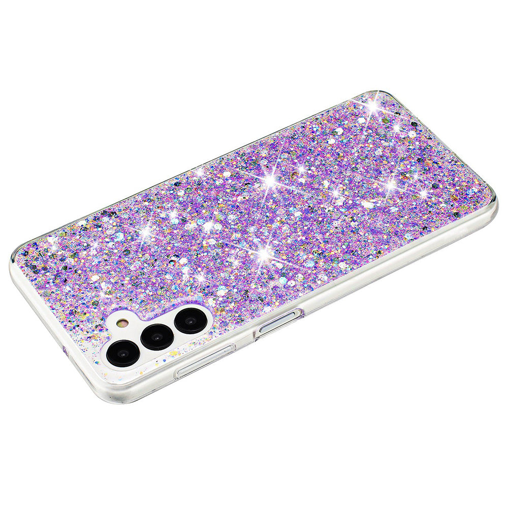 For Samsung Galaxy A55 5G Anti-Scratch Phone Cover Epoxy Glittery Powder TPU Phone Case - Purple