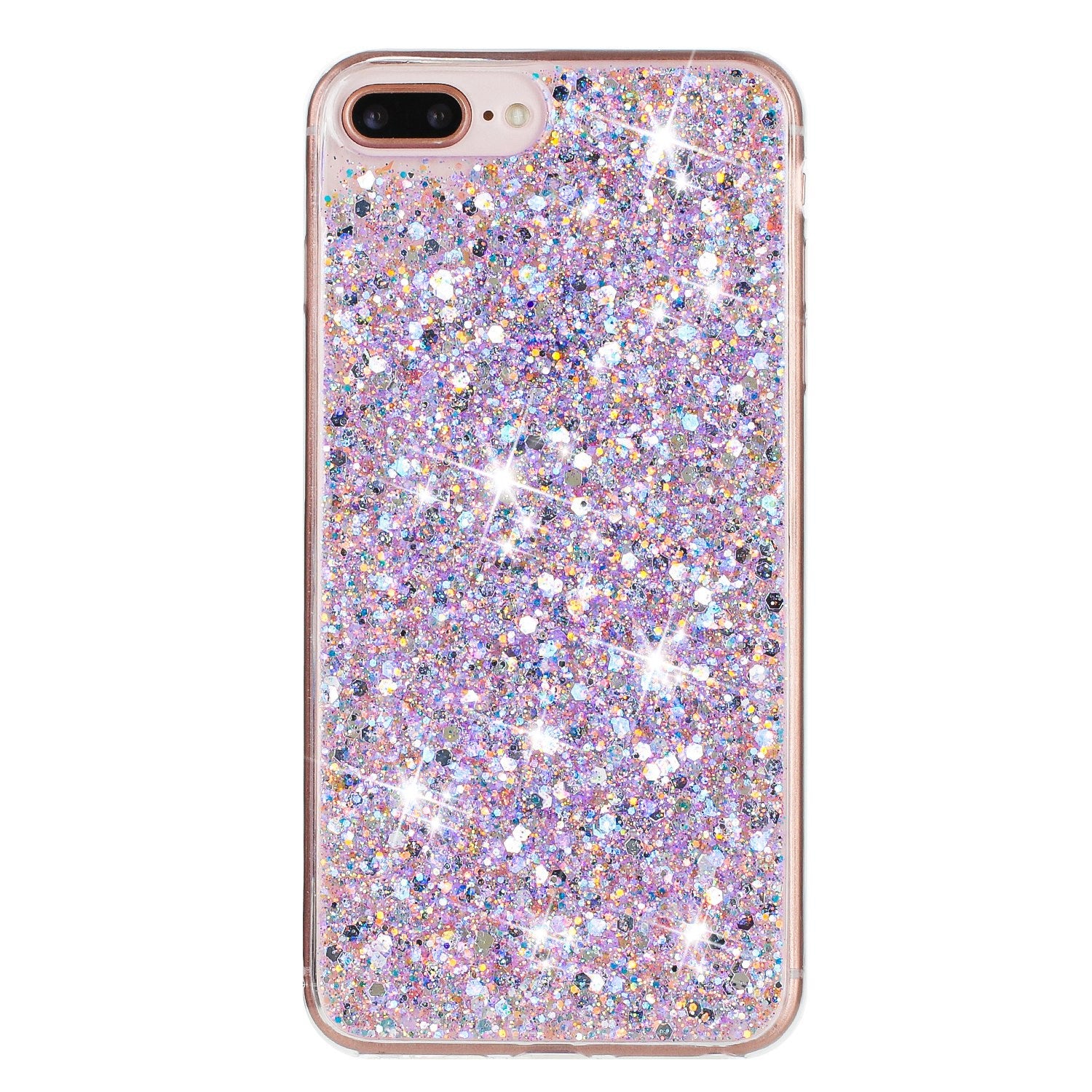 For iPhone 6 Plus / 7 Plus / 8 Plus 5.5 inch Glittery Powder Decor Phone Cover Epoxy TPU Phone Case - Purple