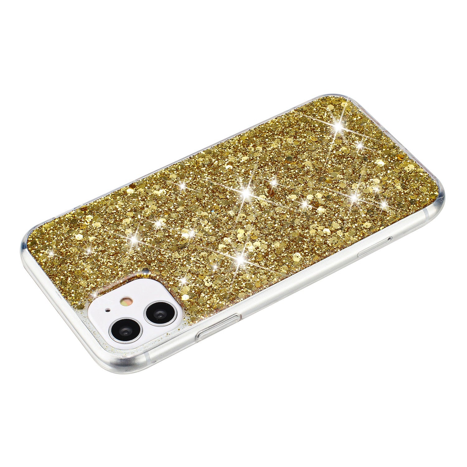 For iPhone 11 Phone Case Slim-Fit Glittery Powder Decor Phone Cover Epoxy TPU Phone Shell - Gold