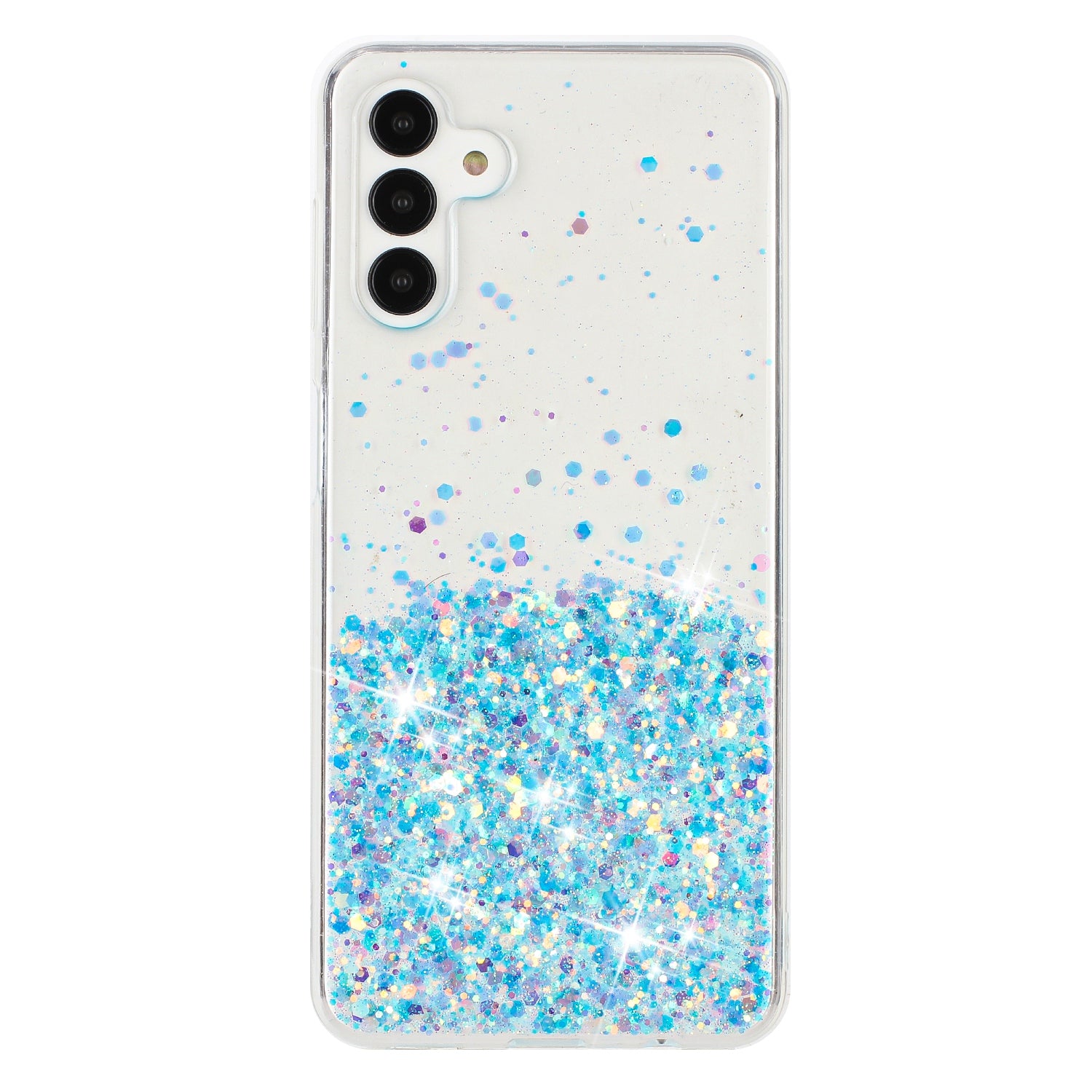 For Samsung Galaxy A54 5G Case Epoxy Luminous Sequins Anti-scratch TPU Phone Cover - Blue