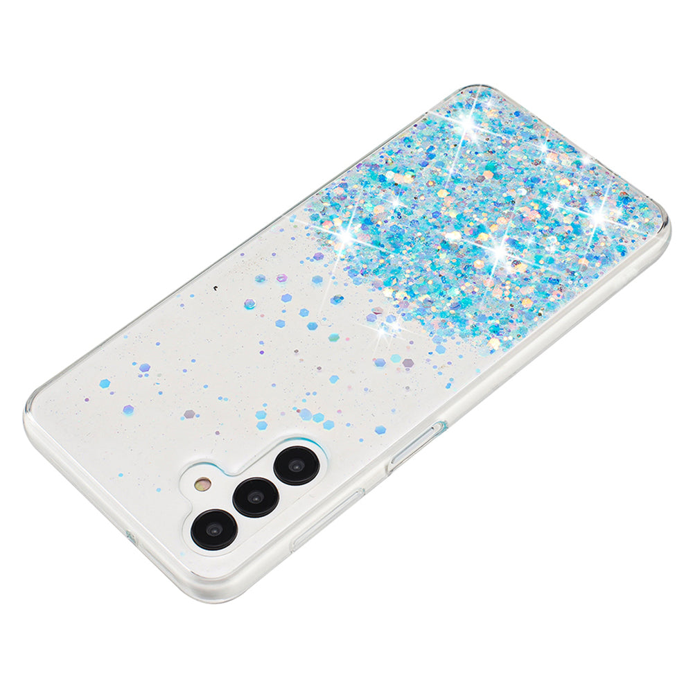 For Samsung Galaxy A54 5G Case Epoxy Luminous Sequins Anti-scratch TPU Phone Cover - Blue