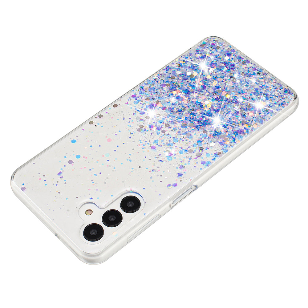 For Samsung Galaxy A35 5G Glow In The Dark Phone Case Epoxy TPU Glitter Sparkle Cover - Purple