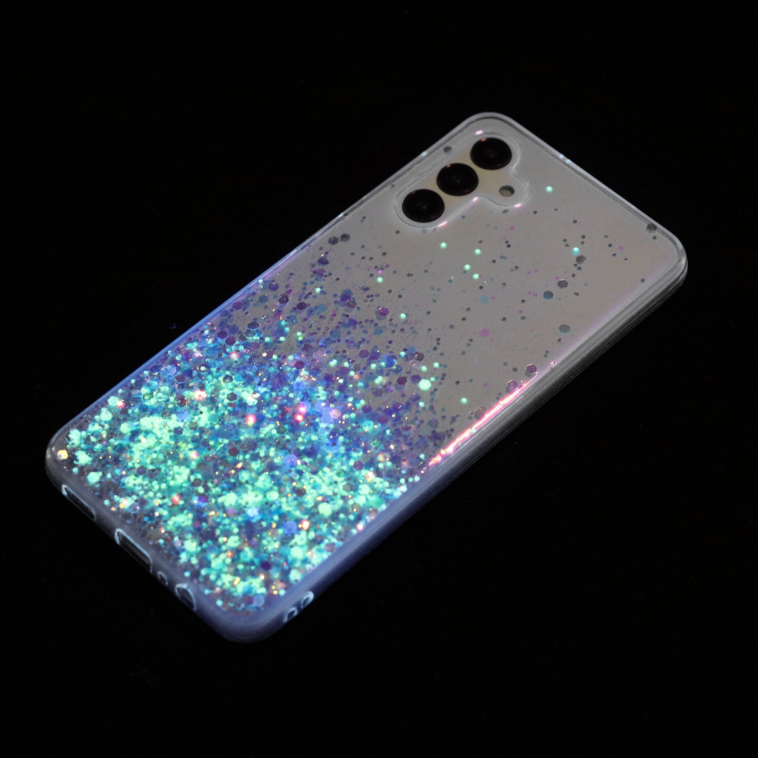 For Samsung Galaxy A35 5G Glow In The Dark Phone Case Epoxy TPU Glitter Sparkle Cover - Purple