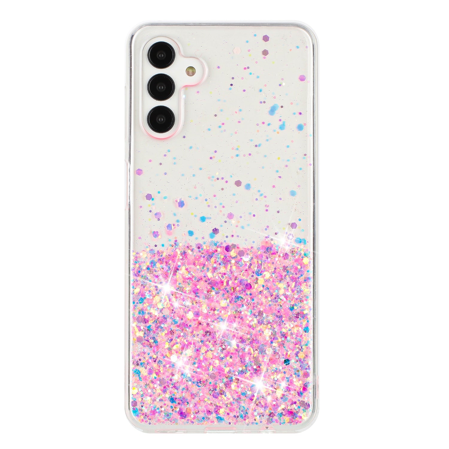 For Samsung Galaxy A15 5G Soft TPU Case Glitter Sparkle Epoxy Glow In The Dark Phone Cover - Pink