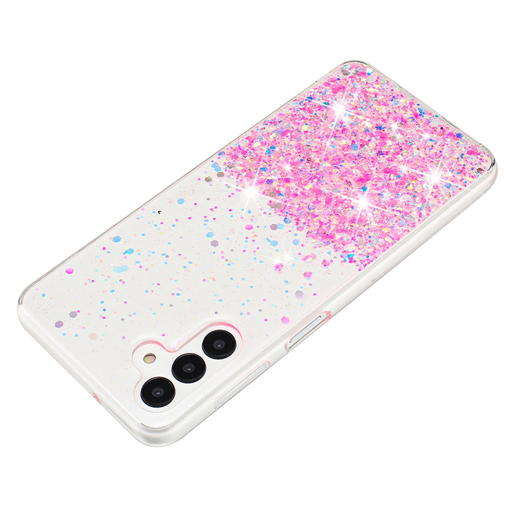 For Samsung Galaxy A15 5G Soft TPU Case Glitter Sparkle Epoxy Glow In The Dark Phone Cover - Pink