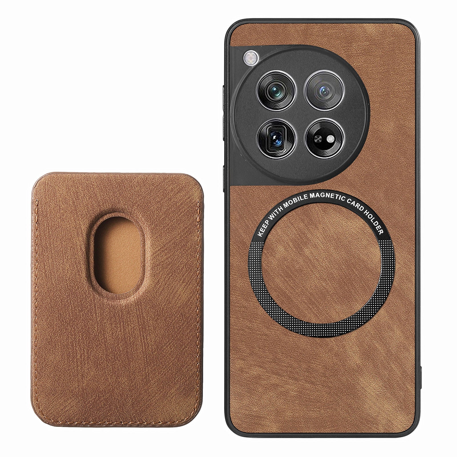 D12 For OnePlus 12 5G Case Vintage PU Leather+TPU Phone Cover with Magnetic Card Slot - Brown