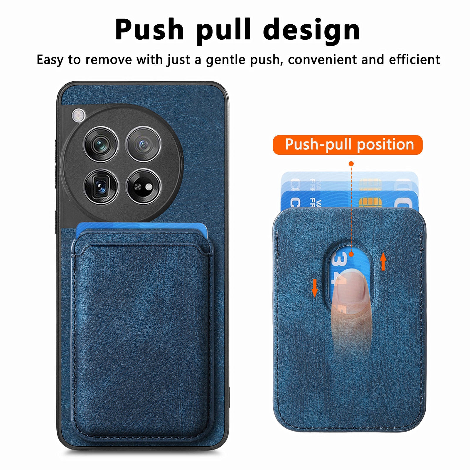 D12 For OnePlus 12 5G Case Vintage PU Leather+TPU Phone Cover with Magnetic Card Slot - Blue