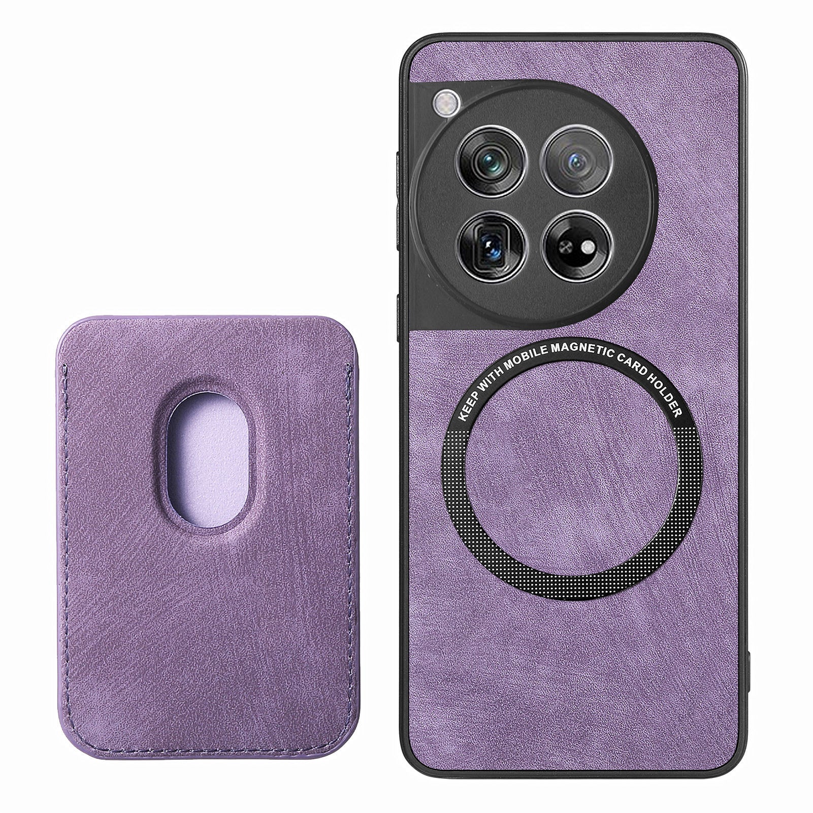 D12 For OnePlus 12 5G Case Vintage PU Leather+TPU Phone Cover with Magnetic Card Slot - Purple