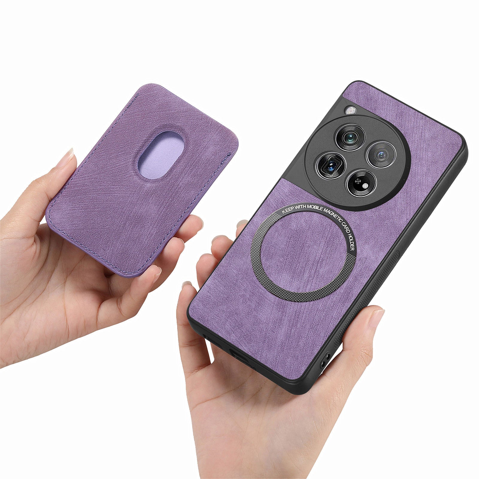 D12 For OnePlus 12 5G Case Vintage PU Leather+TPU Phone Cover with Magnetic Card Slot - Purple