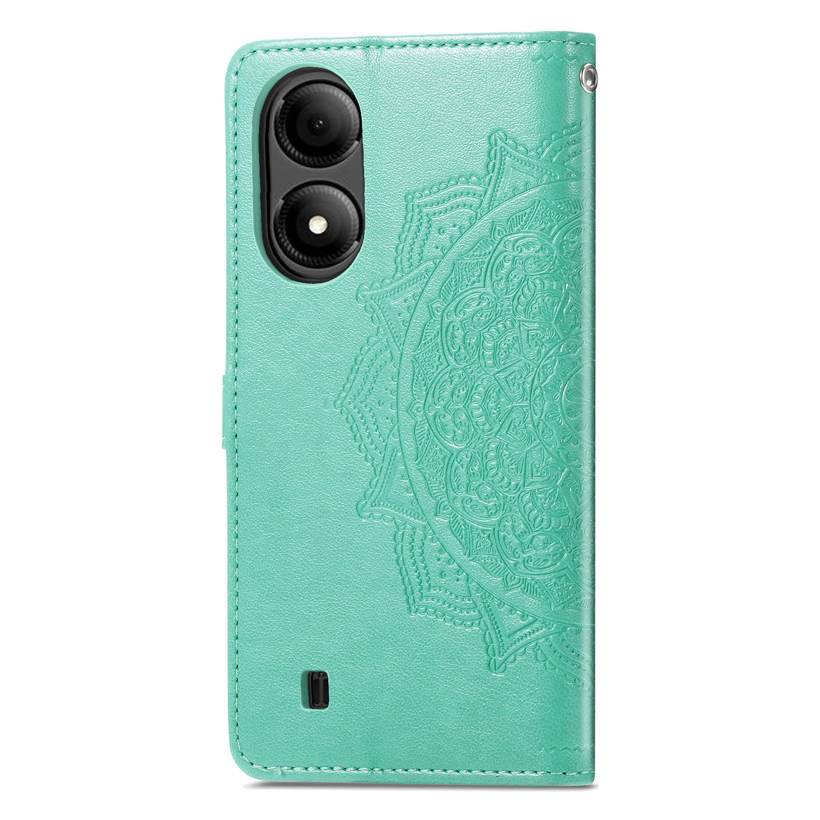 For ZTE Blade A33S PU Leather Case Embossed Mandala Stand Wallet Phone Cover - Mint Green