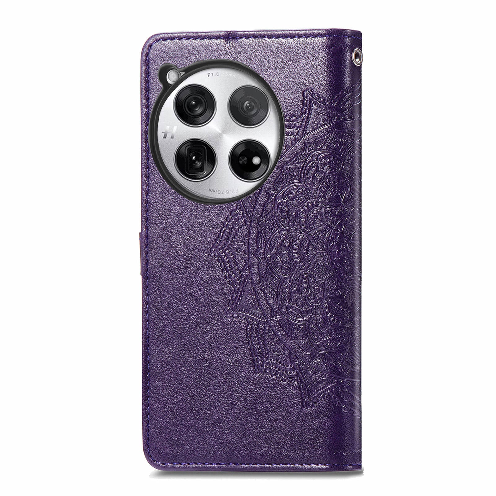 For OnePlus 12 5G Anti-scratch Phone Cover Emboss Mandala Flower Leather Wallet Case - Purple