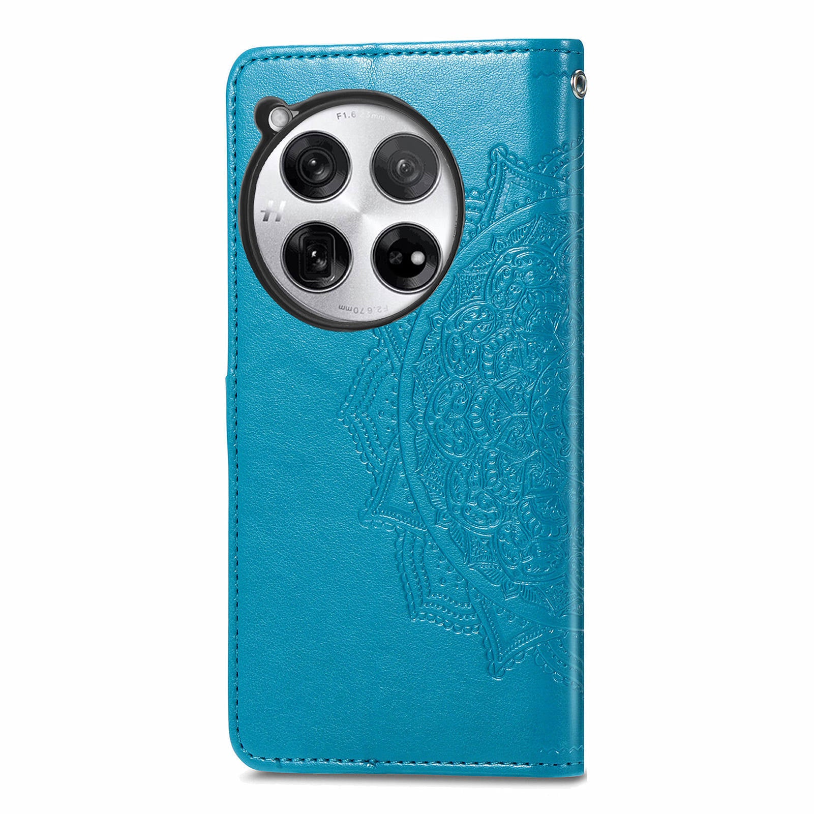 For OnePlus 12 5G Anti-scratch Phone Cover Emboss Mandala Flower Leather Wallet Case - Blue