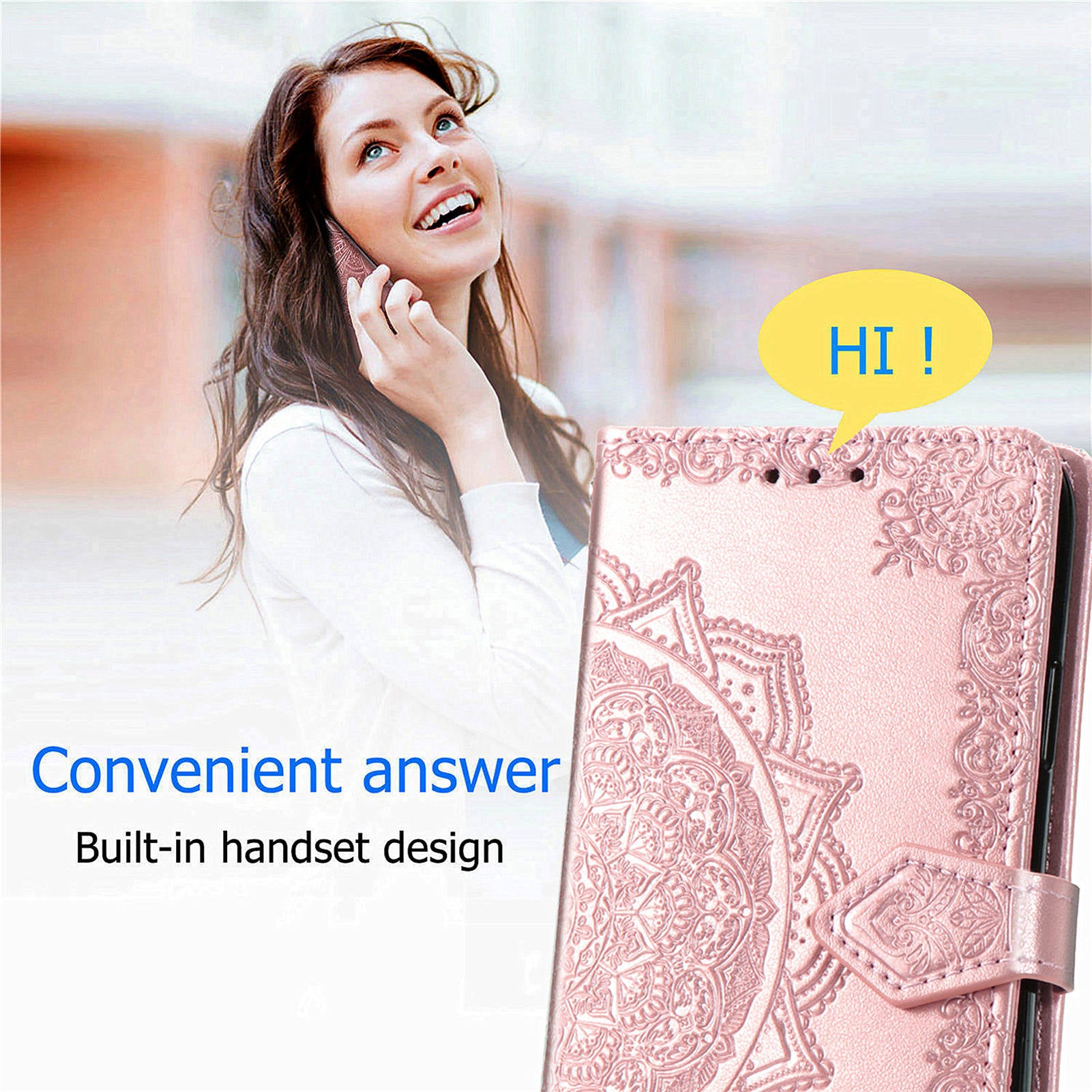 Phone Cover for OnePlus Nord N30 SE 5G , Emboss Mandala Flower Leather Wallet Case - Rose Gold