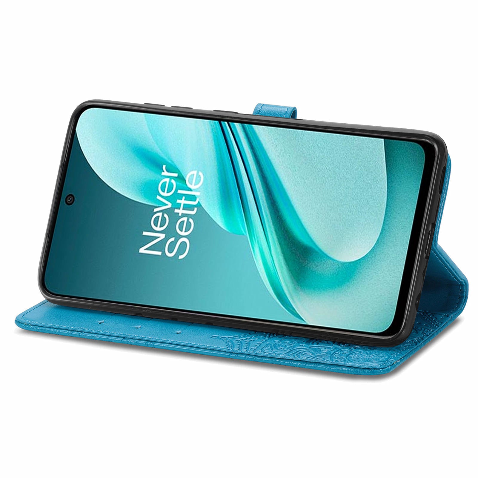Phone Cover for OnePlus Nord N30 SE 5G , Emboss Mandala Flower Leather Wallet Case - Blue