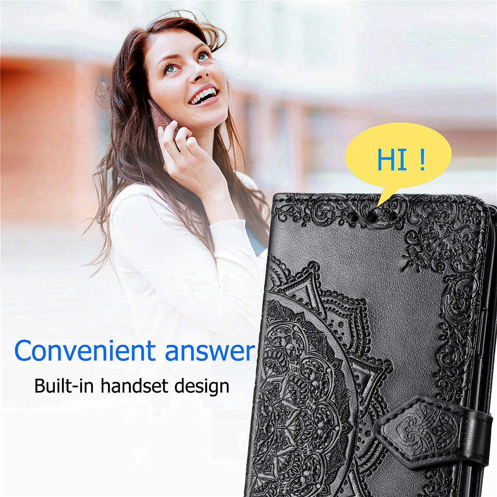 Phone Cover for OnePlus Nord N30 SE 5G , Emboss Mandala Flower Leather Wallet Case - Black