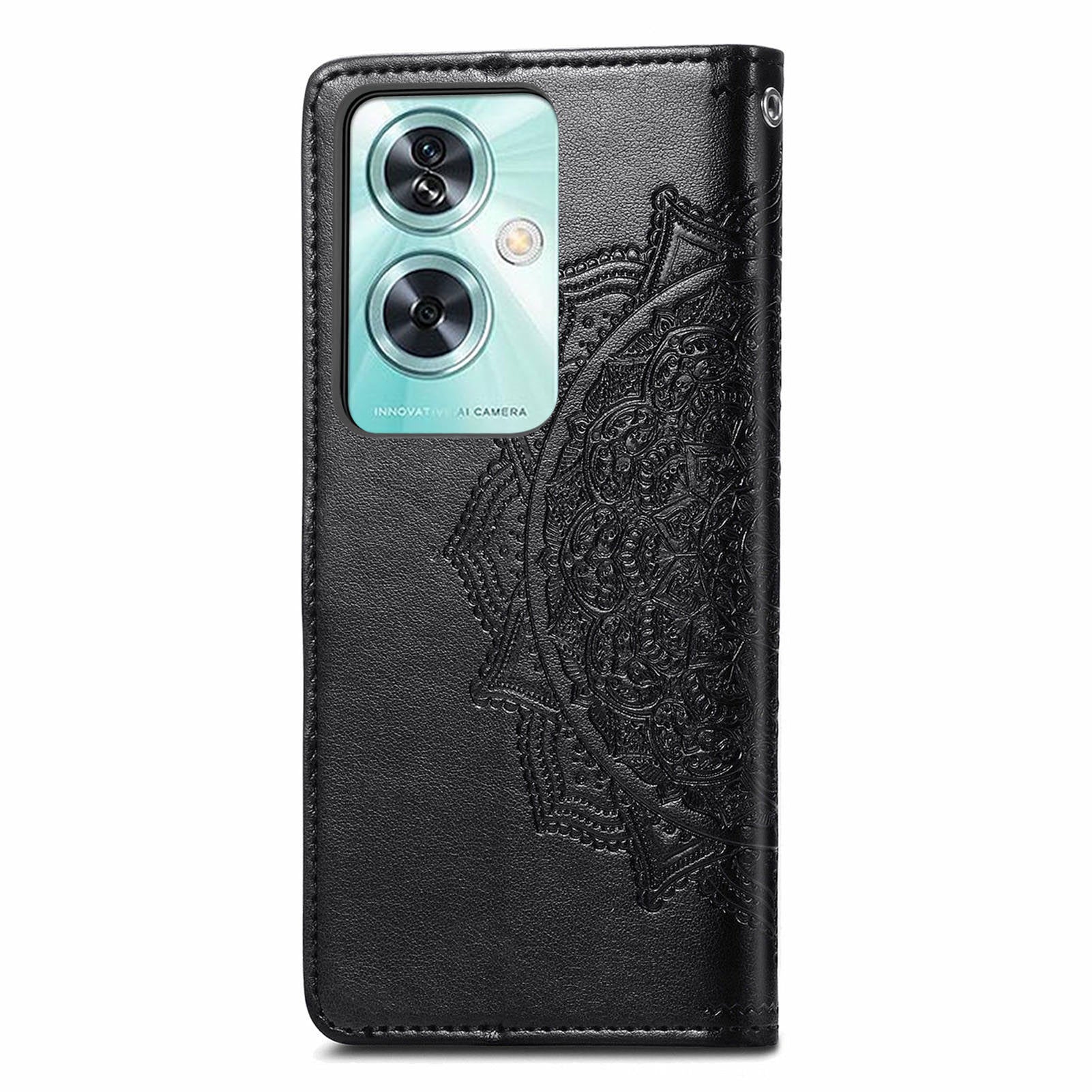 Phone Cover for OnePlus Nord N30 SE 5G , Emboss Mandala Flower Leather Wallet Case - Black