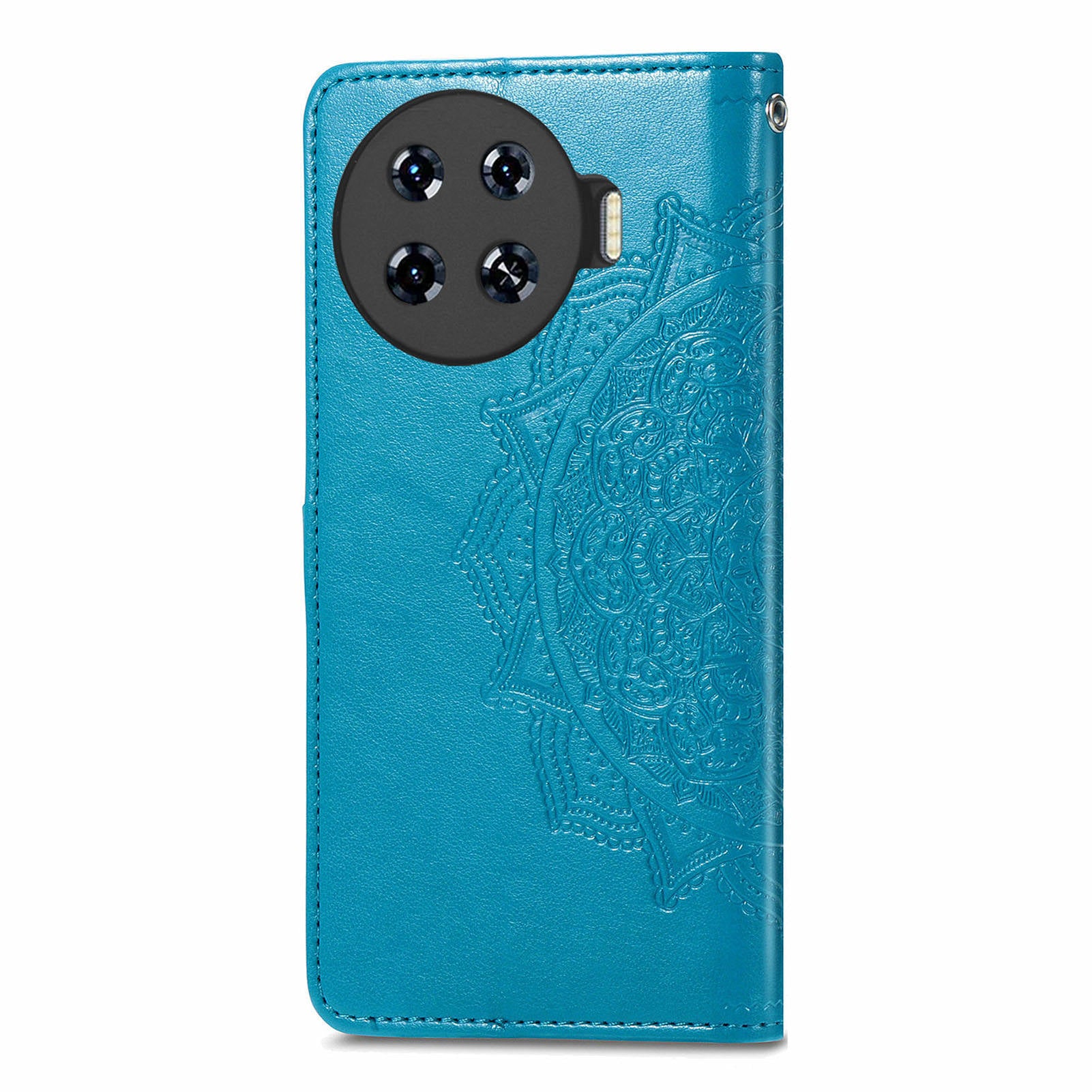 For Transsion Tecno Spark 20 Pro+ Case PU Leather Phone Shell Emboss Mandala Flower Wallet Cover - Blue