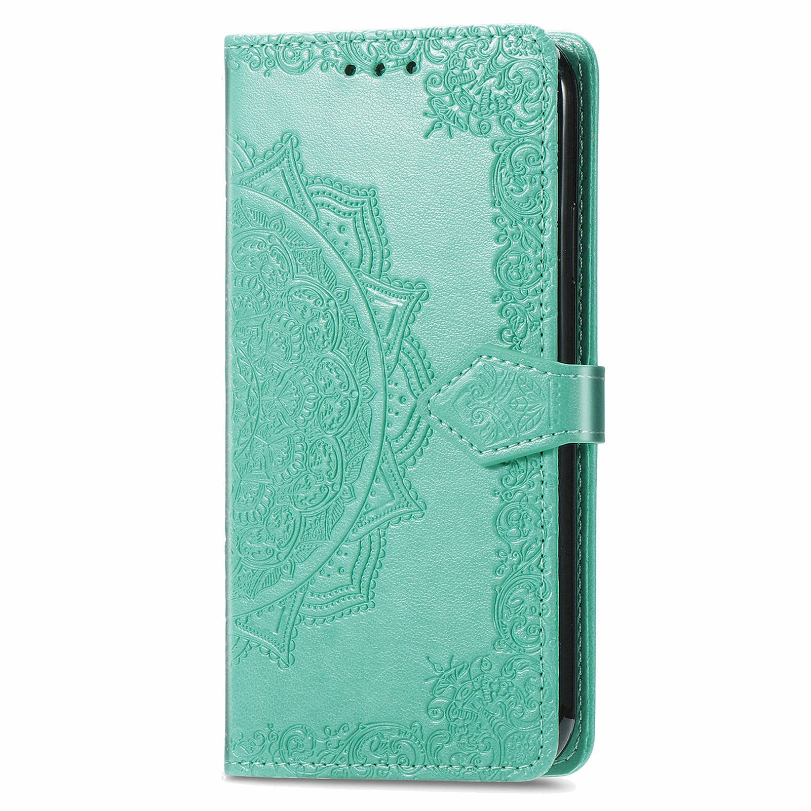 For Transsion Tecno Spark 20 Pro+ Case PU Leather Phone Shell Emboss Mandala Flower Wallet Cover - Green