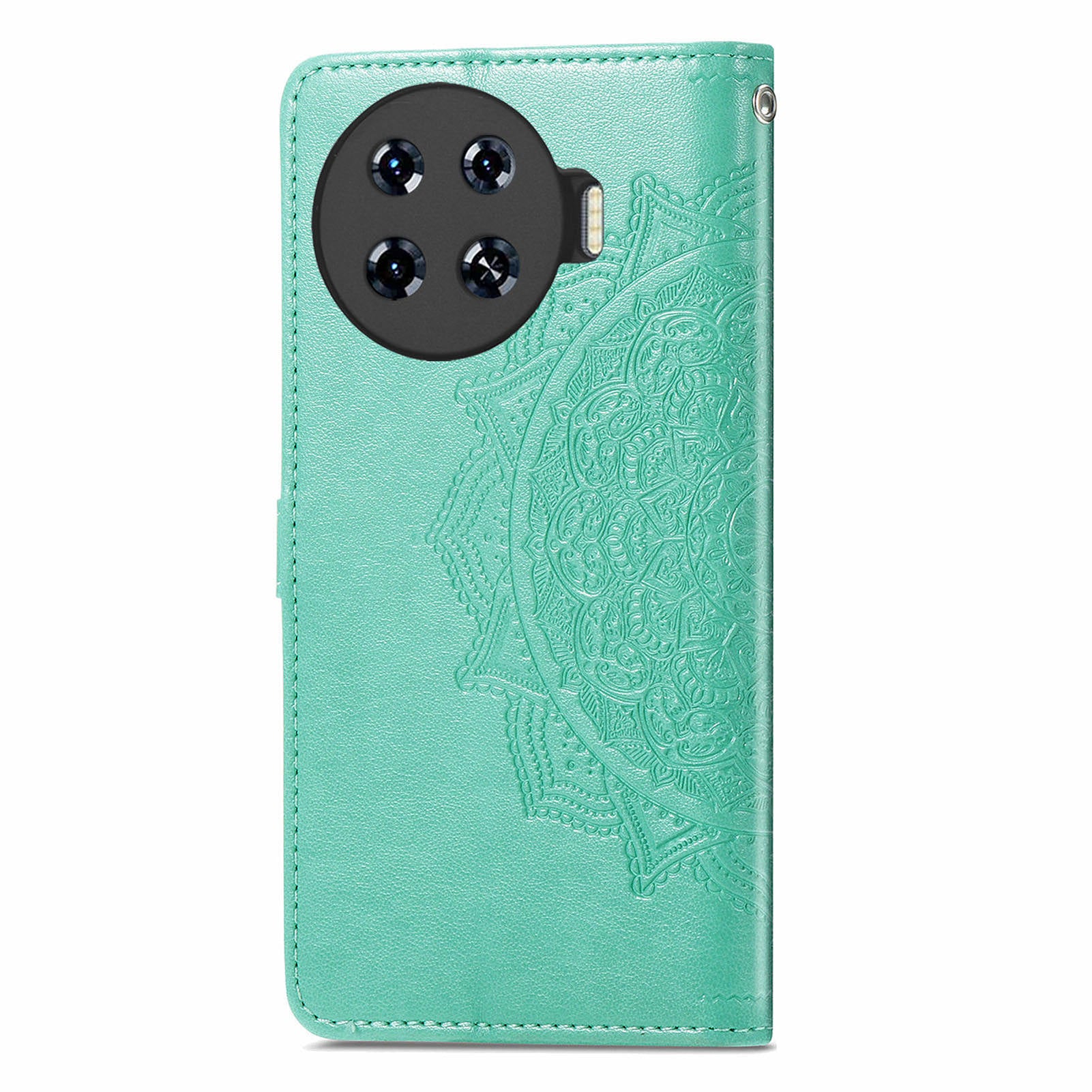 For Transsion Tecno Spark 20 Pro+ Case PU Leather Phone Shell Emboss Mandala Flower Wallet Cover - Green