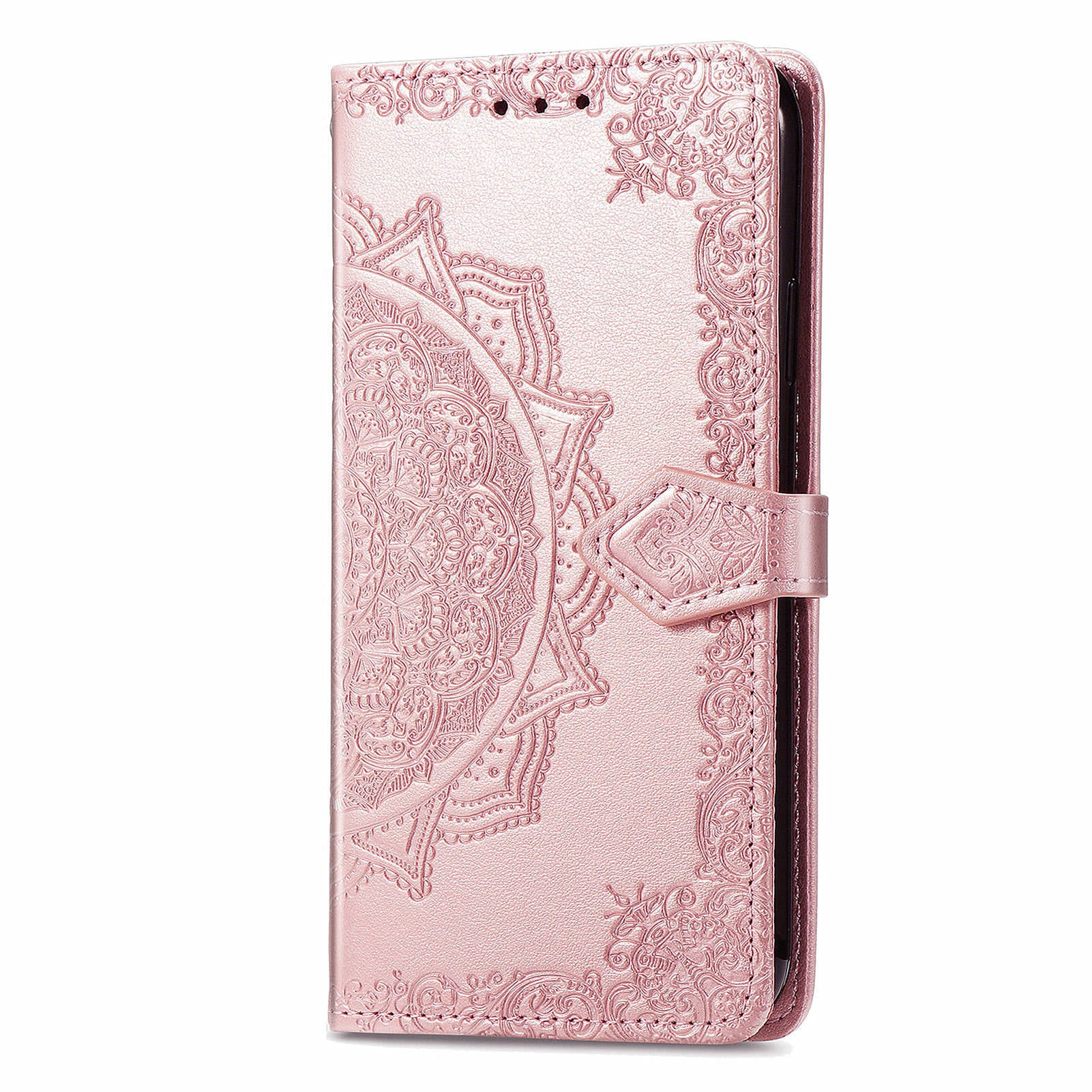 For Transsion Tecno Spark 20C Wallet Case Mandala Flower Leather Phone Cover - Rose Gold