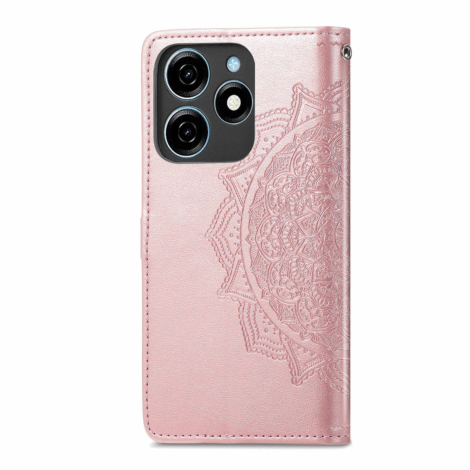 For Transsion Tecno Spark 20C Wallet Case Mandala Flower Leather Phone Cover - Rose Gold