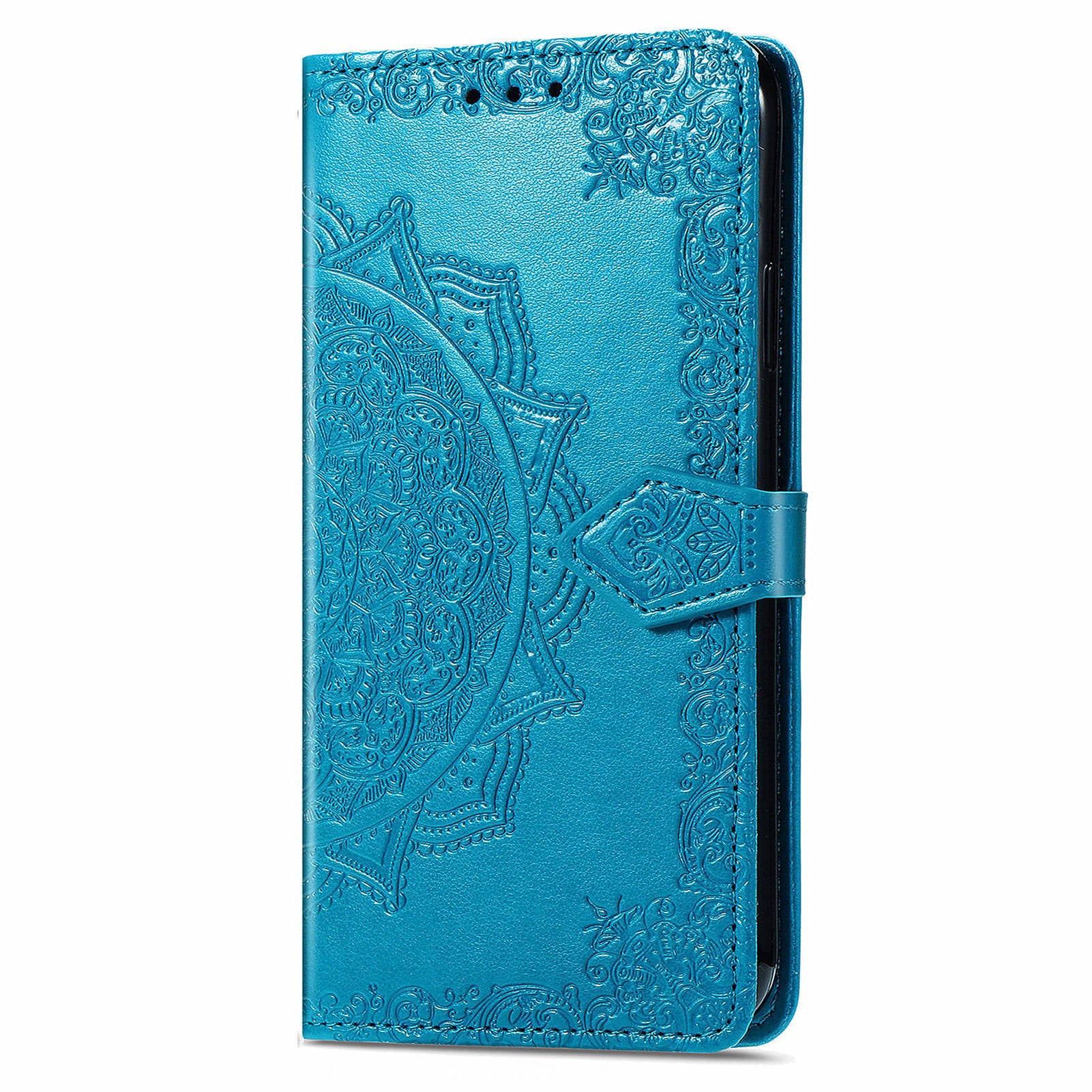 For Transsion Tecno Spark 20C Wallet Case Mandala Flower Leather Phone Cover - Blue