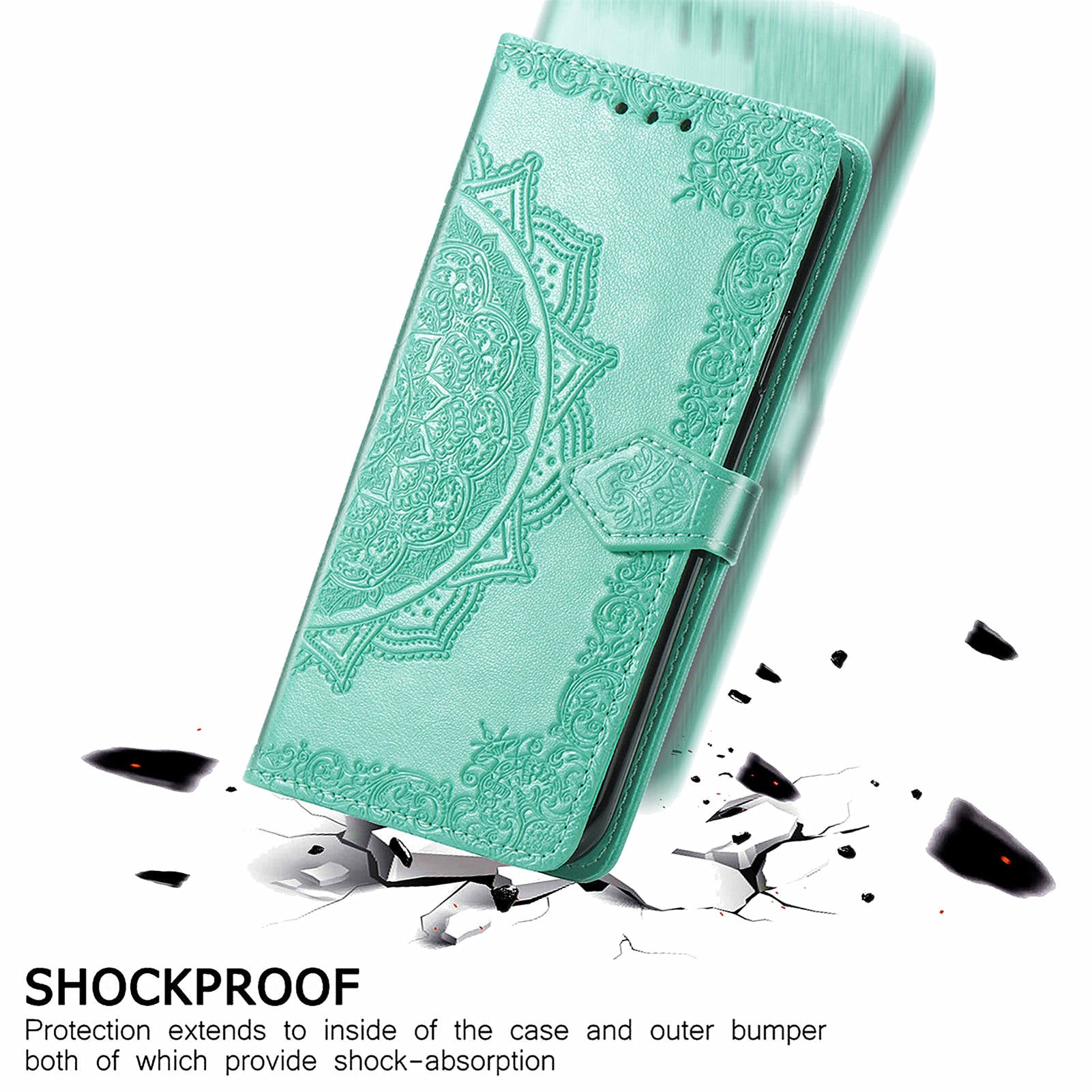 For Oppo Reno11 Pro 5G (Global) Case Emboss Mandala Flower Leather Phone Cover - Green