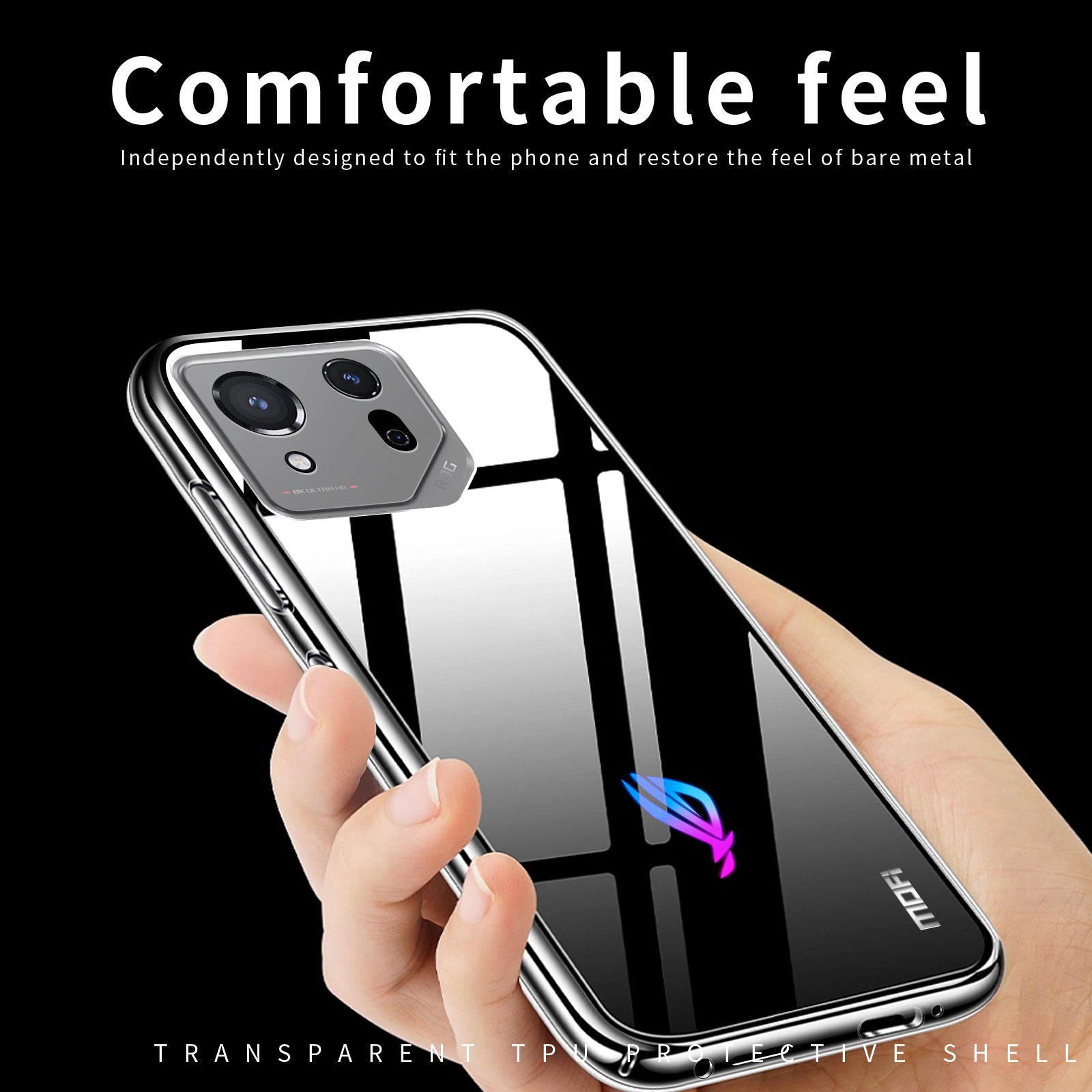 MOFI For Asus ROG Phone 8 Pro 5G Flexible Cell Phone Case Anti-Scratch TPU Phone Cover
