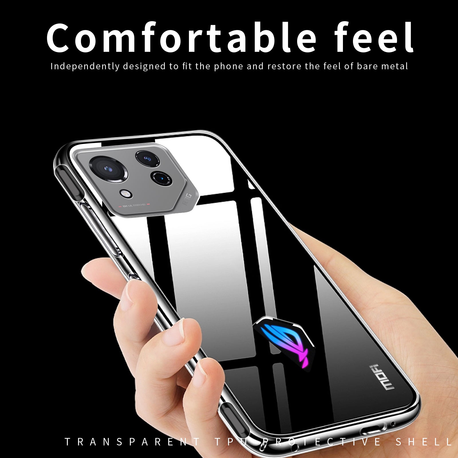 MOFI Phone Cover for Asus ROG Phone 8 5G Case Drop Protection Clear TPU Phone Shell
