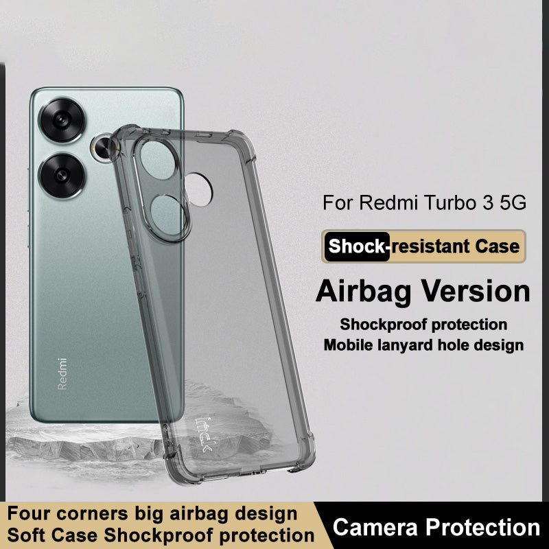 IMAK For Xiaomi Redmi Turbo 3 5G / Poco F6 5G Clear TPU Case Anti-drop Airbag Protection Phone Shell - Transparent Black