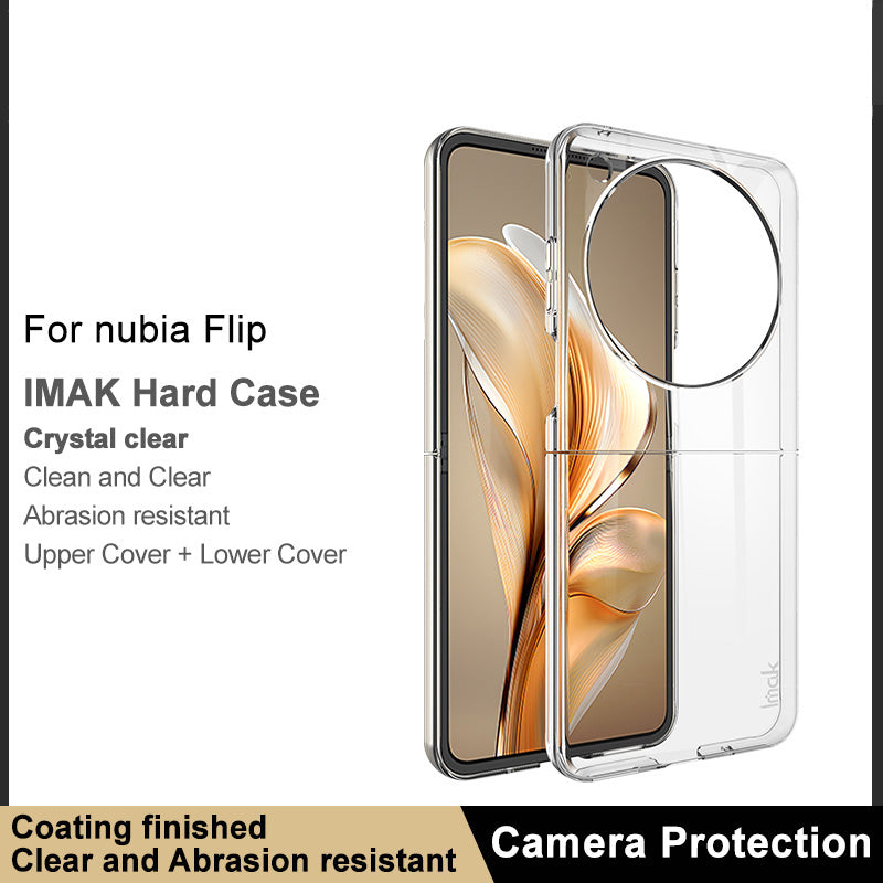 IMAK Crystal Case II Pro for ZTE nubia Flip 5G Clear Case Two-Piece PC Phone Cover (Upper Cover+Lower Cover)