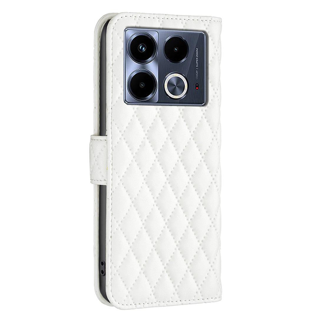 BINFEN COLOR BF Style-14 For Transsion Infinix Note 40 Case Wallet Rhombus Phone Leather Cover - White