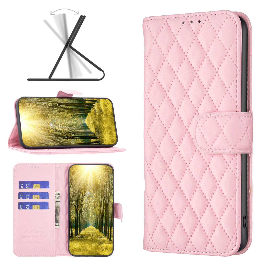 BINFEN COLOR BF Style-14 For Transsion Infinix Note 40 Case Wallet Rhombus Phone Leather Cover - Pink