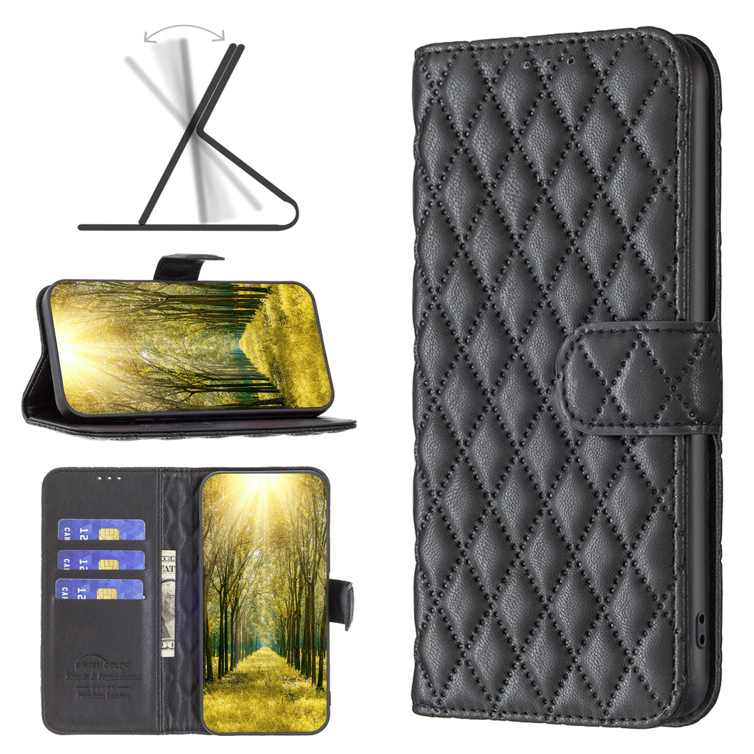 BINFEN COLOR BF Style-14 For Transsion Infinix Note 40 Case Wallet Rhombus Phone Leather Cover - Black
