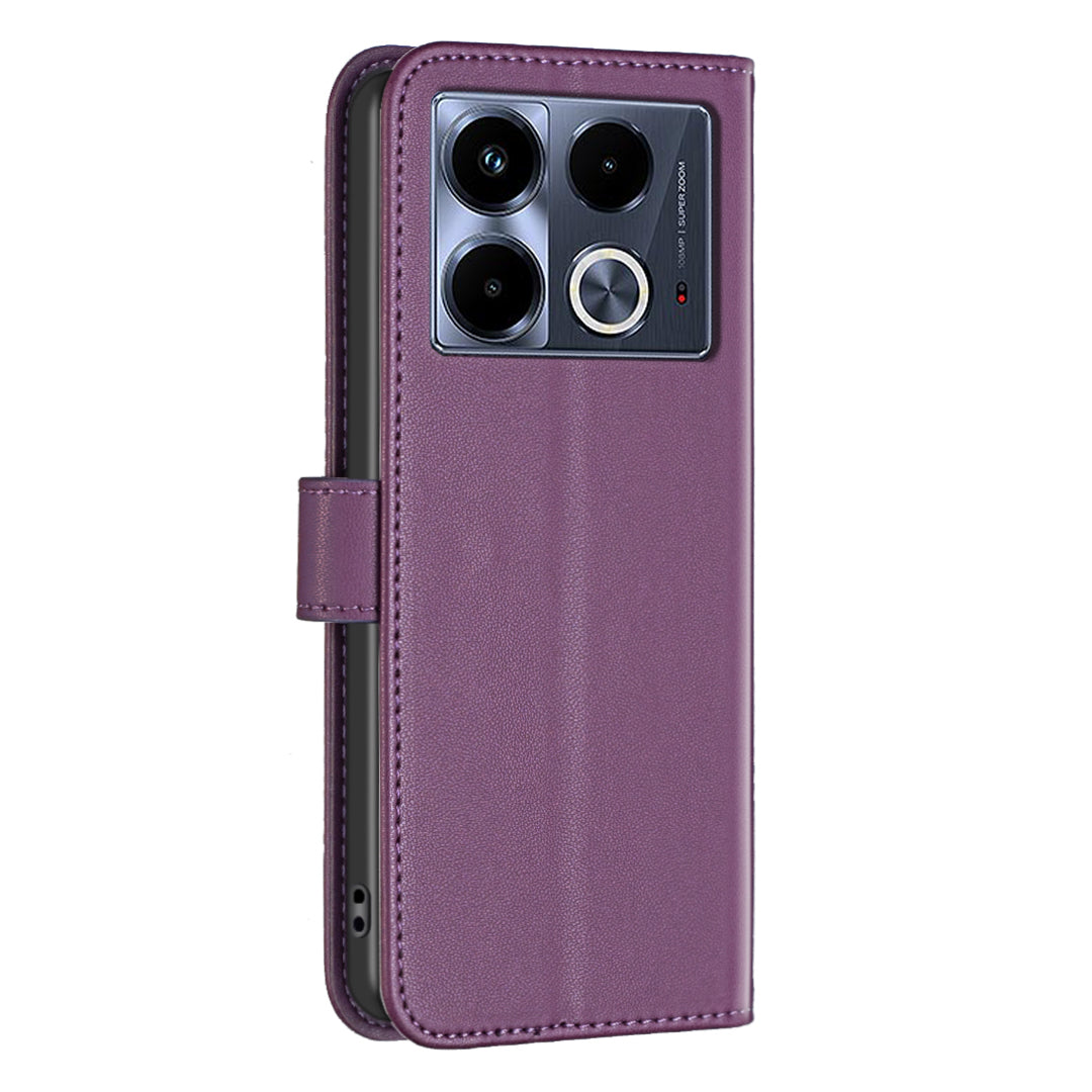 BINFEN COLOR BF17 For Transsion Infinix Note 40 Case Shockproof Leather Phone Wallet Cover - Dark Purple