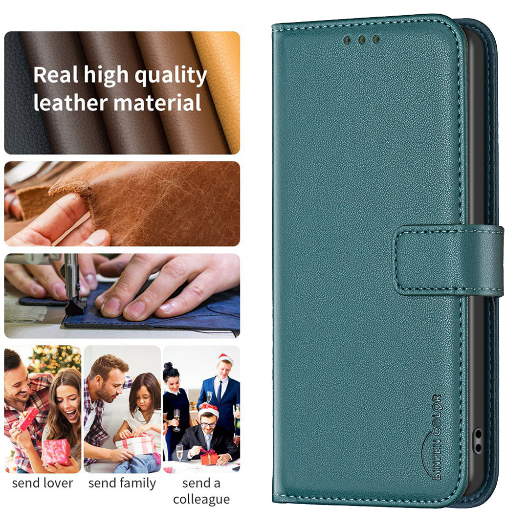 BINFEN COLOR BF17 For Transsion Infinix Note 40 Case Shockproof Leather Phone Wallet Cover - Green