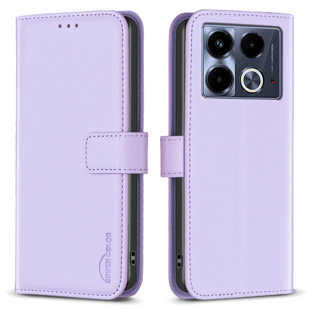 BINFEN COLOR BF17 For Transsion Infinix Note 40 Case Shockproof Leather Phone Wallet Cover - Purple