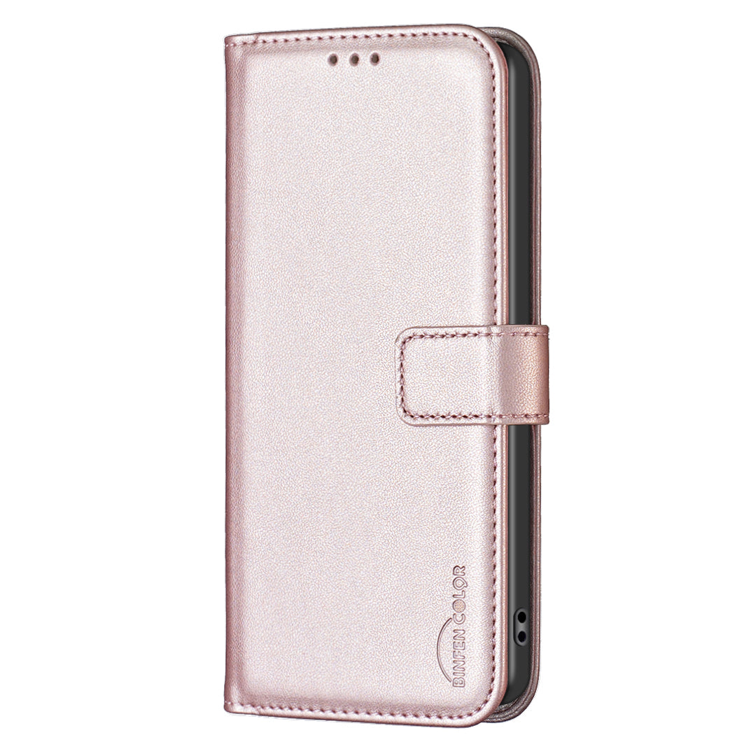 BINFEN COLOR BF17 For Transsion Infinix Note 40 Case Shockproof Leather Phone Wallet Cover - Rose Gold