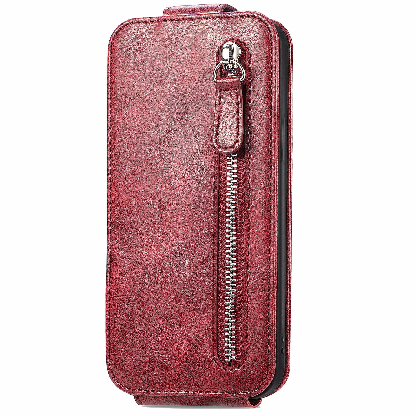 For Samsung Galaxy S24 Leather Case Zipper Wallet Phone Cover Mobile Accessories Wholesale - Wine Red