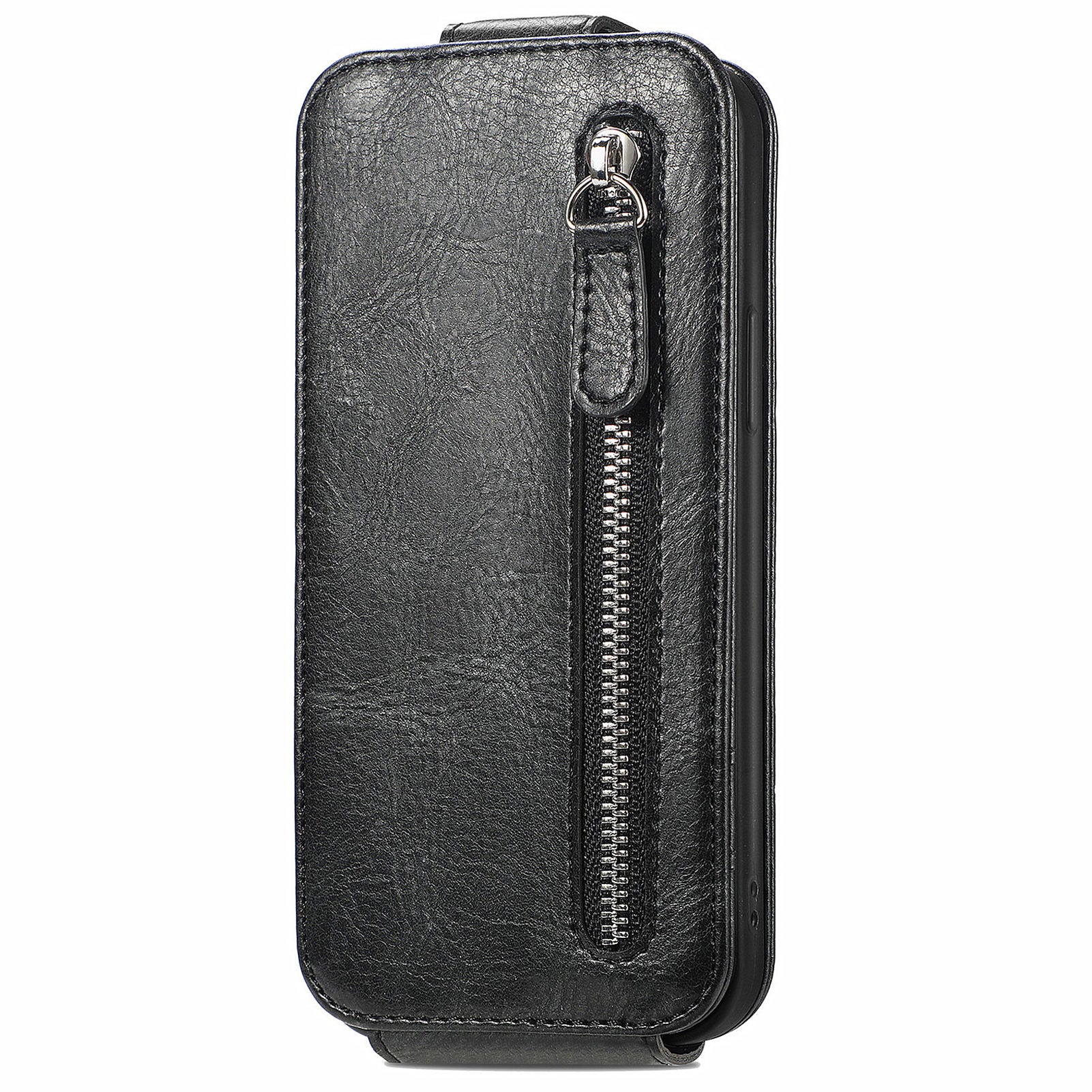 For Motorola Edge 40 Neo 5G PU Leather Phone Case Shockproof Vertical Flip Zipper Wallet Cover - Black