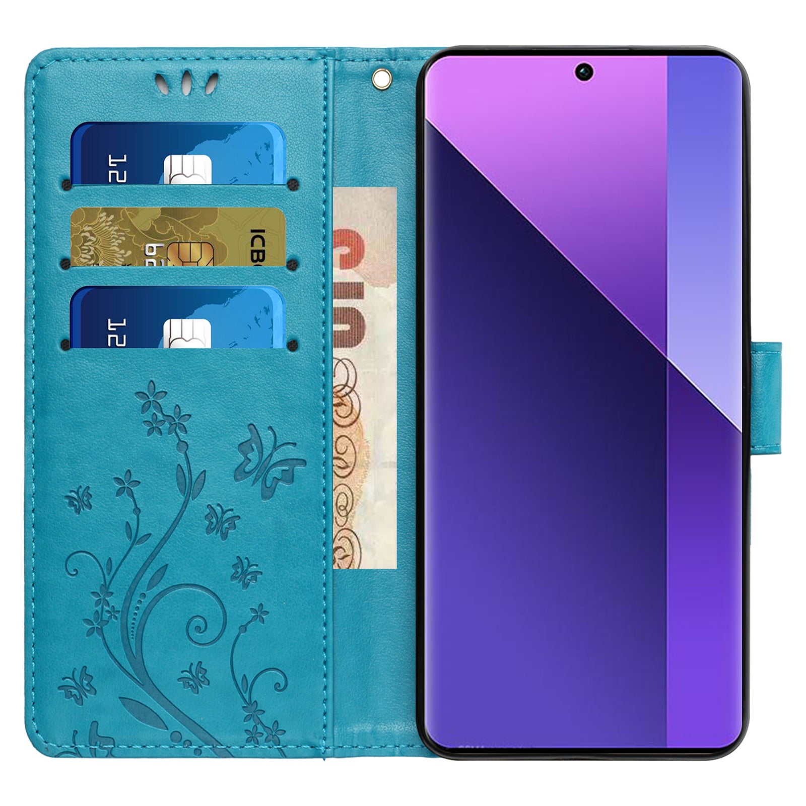 For Google Pixel 9 Case Butterfly Pattern PU Leather Wallet Phone Cover - Blue
