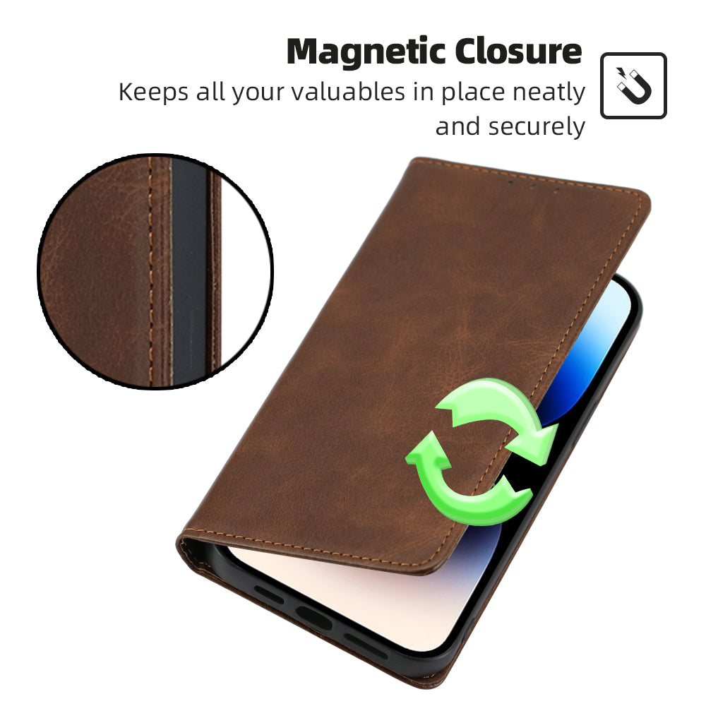 For OnePlus Ace 3V 5G Phone Case Magnetic Closure Leather Wallet Cover - Brown