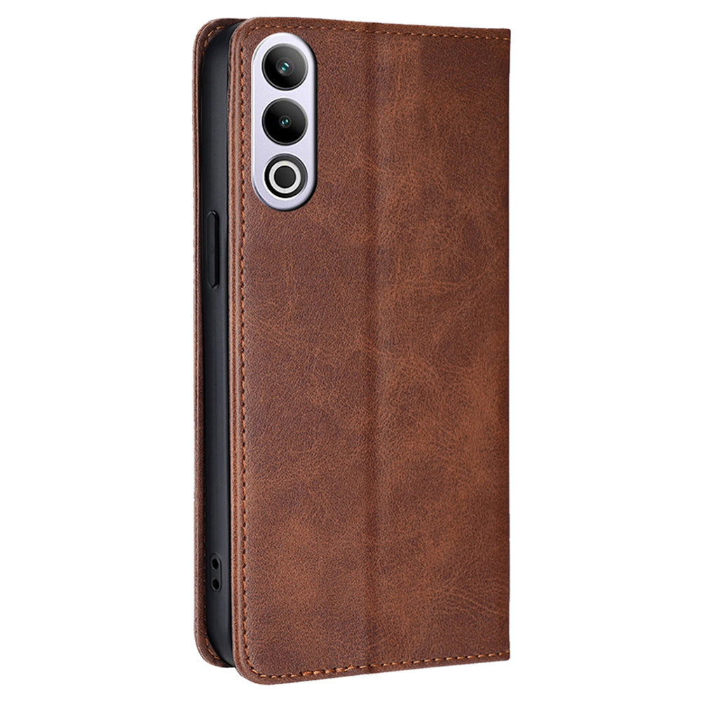 For OnePlus Ace 3V 5G Phone Case Magnetic Closure Leather Wallet Cover - Brown