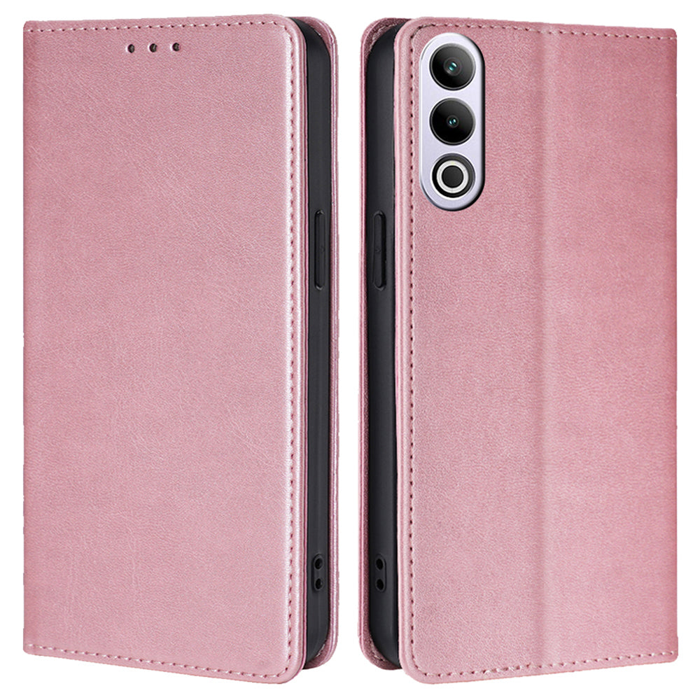 For OnePlus Ace 3V 5G Phone Case Magnetic Closure Leather Wallet Cover - Rose Gold