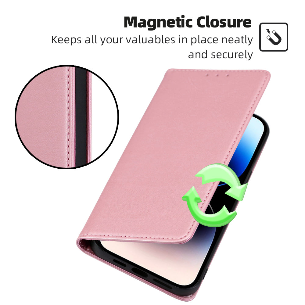 For OnePlus Ace 3V 5G Phone Case Magnetic Closure Leather Wallet Cover - Rose Gold