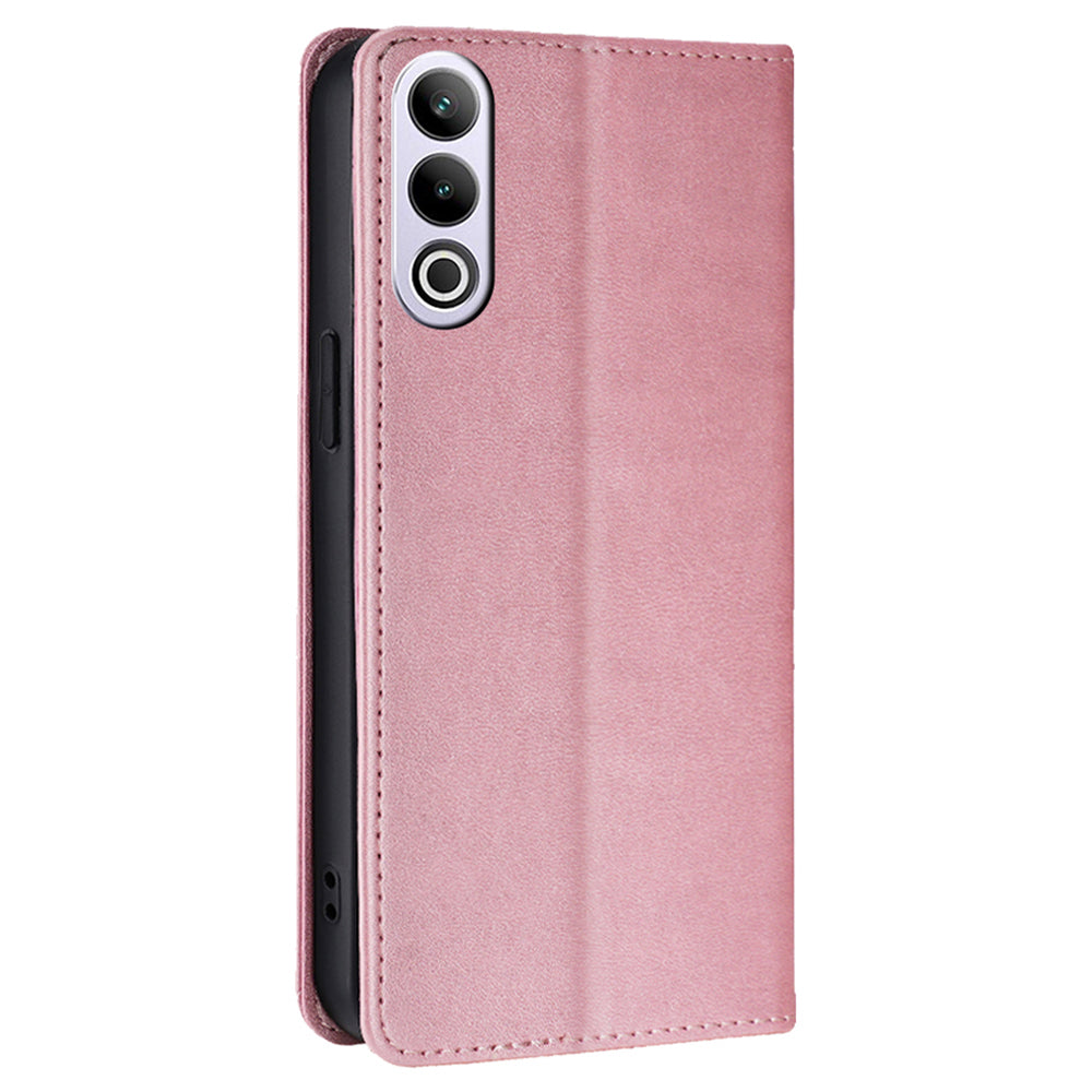 For OnePlus Ace 3V 5G Phone Case Magnetic Closure Leather Wallet Cover - Rose Gold