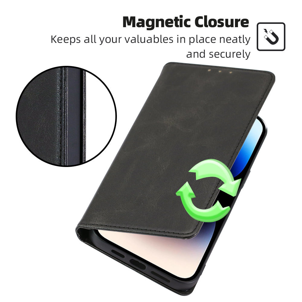 For OnePlus Ace 3V 5G Phone Case Magnetic Closure Leather Wallet Cover - Black